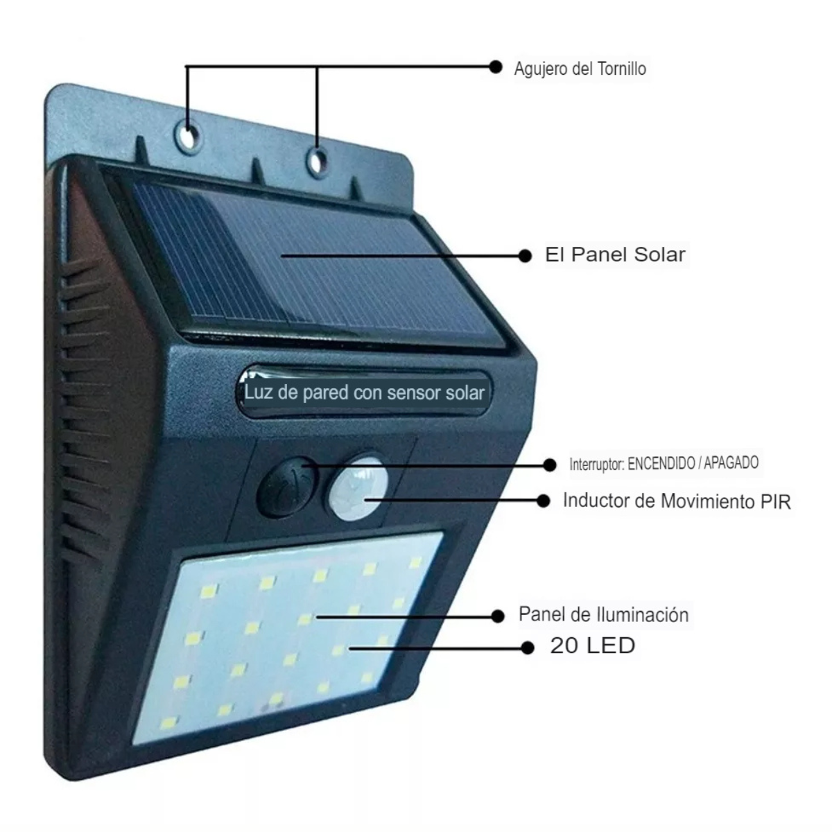 Foco Solar 30 LED con Sensor